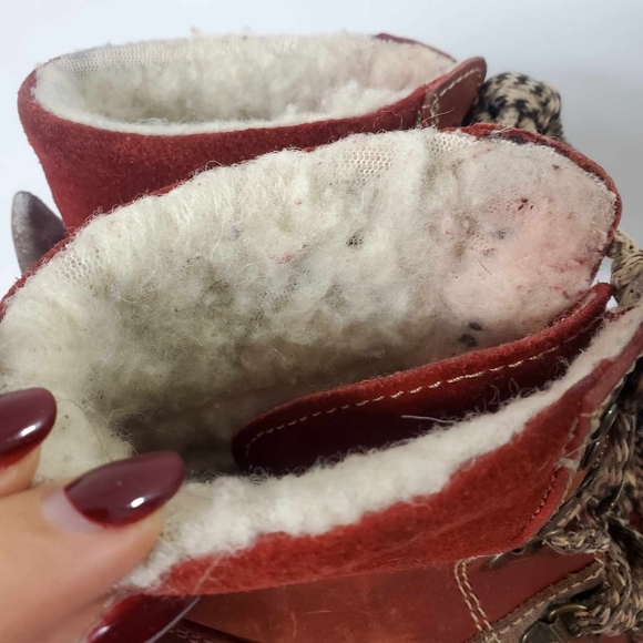 Bos. & Co. Brandon II Boots Burgundy Red Leather Lace Up Wool Lined Womens 37 - Picture 7 of 12